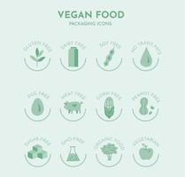 vegan food allergen icon set vector