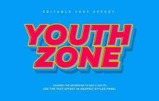 Simple youth zone editable text effect template vector