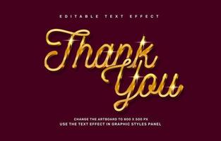 Gold thank you editable text effect template vector