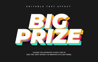 Big prize editable text effect template vector