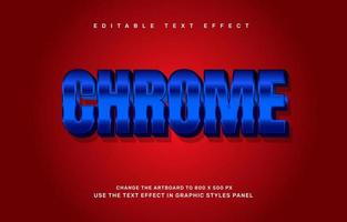 Blue chrome editable text effect template vector