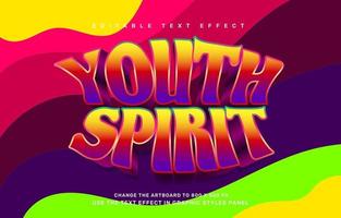 Youth spirit, groovy quote editable text effect template vector