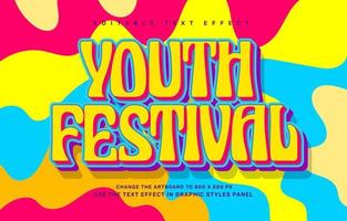 Youth festival, groovy quote editable text effect template vector