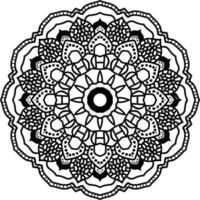 black and white floral Arabic ornamental round lace ornament vector