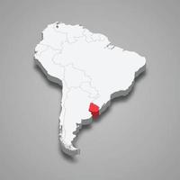 Uruguay country location within South America. 3d map vector