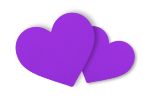 le violet papier est Couper dans cœur formes isolé sur une transparent Contexte. la Saint-Valentin journée Festival png