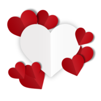 Red paper hearts isolated on transparent background. Valentine's day. png