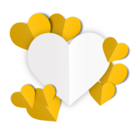 Yellow paper hearts isolated on transparent background. Valentine's day. png