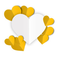 Jaune papier cœurs isolé sur transparent Contexte. la Saint-Valentin journée. png