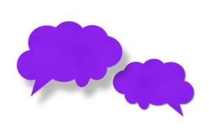 violet papier des nuages et ombres discours bulle image isolé sur transparent Contexte la communication bulles png