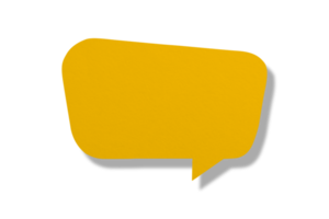 Speech balloon shaped yellow paper isolated on transparent background. png