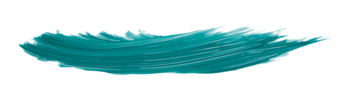 Turquoise paintbrush isolated on transparent background. deep lake green brush, png