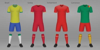 Set of football kits, shirt template vector