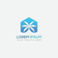 palm tree with gradient hexagon icon vector logo template