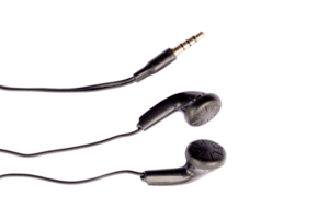 Old headphones isolated on transparent background. Used headphones png