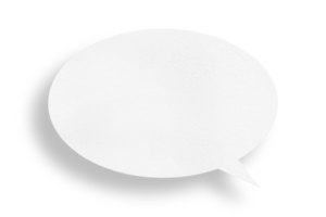 Round white paper and black shadow with speech bubbles isolated on transparent background communication bubble design png