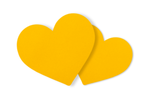 yellow paper Cut into a heart shape isolated on a transparent background. valentine's day festival png