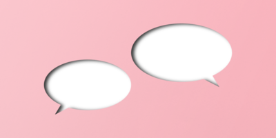 Pink paper cut out shape speech bubble transparent background png