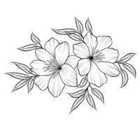 Free Vector line art and hand drawing flower art black and white flat design simple flower