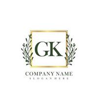 G k inicial belleza floral logo modelo vector