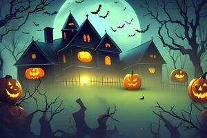 Realistic Halloween festival illustrat halloween night pictures for wallpaper or computer screen photo