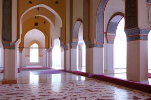 Beautiful interior in the landscape of the mosque photo