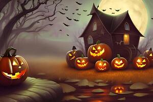 Realistic Halloween festival illustrat halloween night pictures for wallpaper or computer screen photo