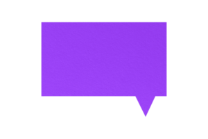 Speech balloon square purple paper isolated on transparent background. communication bubbles png