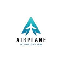 el combinación de un avión logo con el letra un es adecuado para viaje logotipos, vuelos, expediciones, y similar propósitos vector