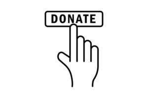 Donation icon illustration. Hand touch with donate. icon related to charity. Line icon style. Simple vector design editable