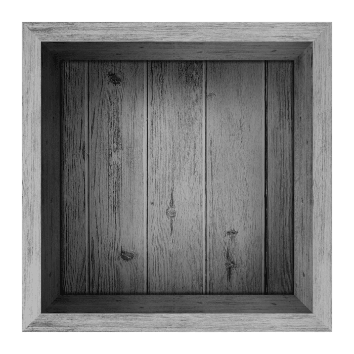 wooden box or wooden crate top view made of ideas isolated on