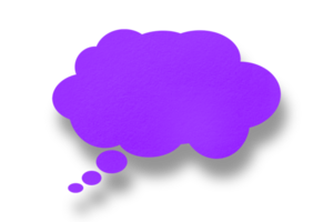 púrpura papel nubes y oscuridad habla burbuja imagen aislado en transparente antecedentes comunicación burbujas png