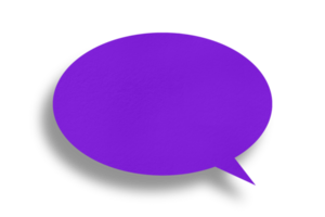 Round purple paper and black shadow with speech bubbles isolated on transparent background communication bubble design png