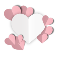 Pink paper hearts isolated on transparent background. Valentine's day. png