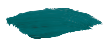 Turquoise paintbrush isolated on transparent background. deep lake green brush, png