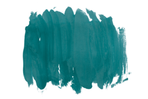 Turquoise paintbrush isolated on transparent background. deep lake green brush, png