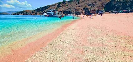 vista de la playa rosa de la isla de komodo, nusa tenggara occidental, indonesia foto