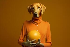 Weimaraner dog in futuristic style photo