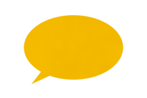ronde geel papier met toespraak bubbels geïsoleerd Aan transparant achtergrond communicatie bubbel ontwerp png