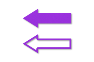 púrpura papel flecha aislado en transparente antecedentes. png