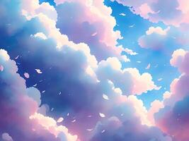 Amazing anime clouds background with pastel color. photo