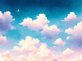 Anime style clouds background with pastel color. photo