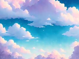 anime nubes antecedentes con pastel color y Copiar espacio. generativo ai foto