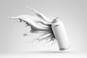 Spray can mockup with paint. Space for text on a white background. . photo