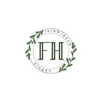 fh inicial belleza floral logo modelo vector