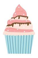 Birthday Cake Cartoon Illustration. Doodle cake, cupcake for a happy birthday celebration vector