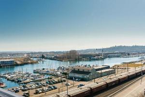 Tacoma, Washington, USA. April 2021. Bay and yachts of the seaport photo