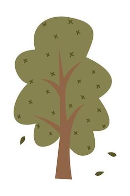 Cartoon tree illustration. Vector illustration of autumn trees on a white background.