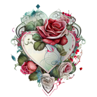 Rosa corazón fantasía . ai generado png