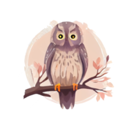 Vintage Watercolor owl . AI Generated png